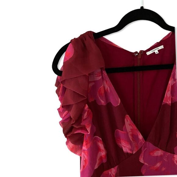 Tularosa Althea Maxi Dress in Pink Magnolia Floral chiffon maxi ruffle Revolve M - Picture 5 of 12